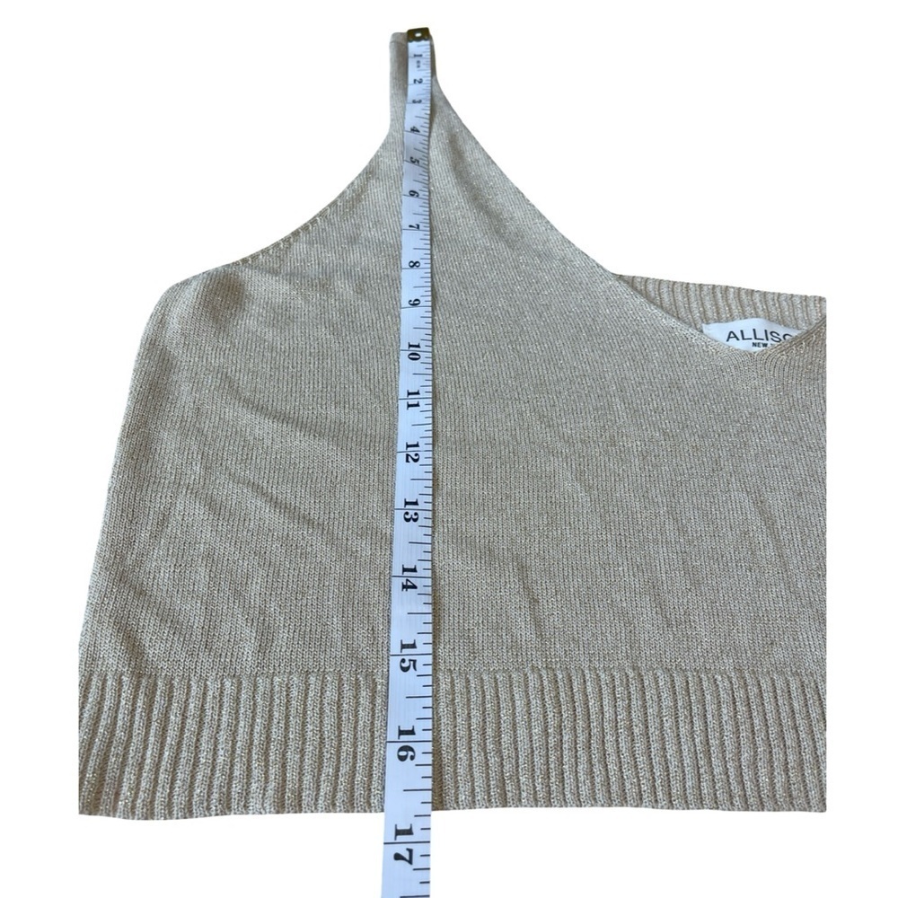 Allison New York Gold Shimmer Metallic Knit Crop Top - Small Petite - Picture 8 of 11